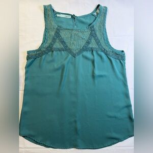 Sleeveless Teal Lace Trim Top-Size M